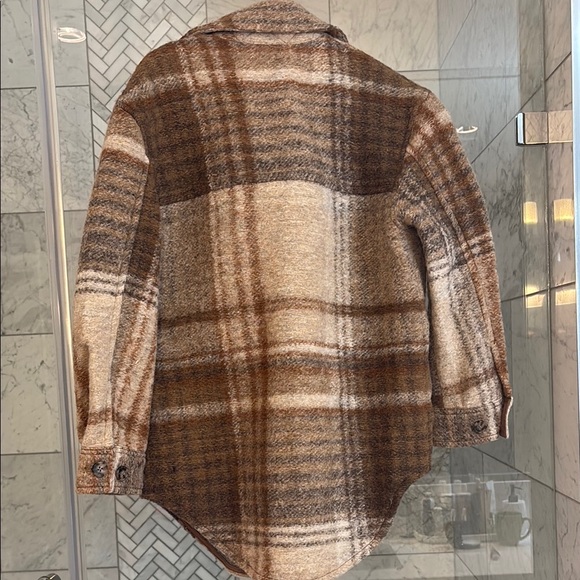Aritzia Wilfred Ganna Shirt Jacket - Brown Plaid Size XS (but oversized) - Picture 3 of 4